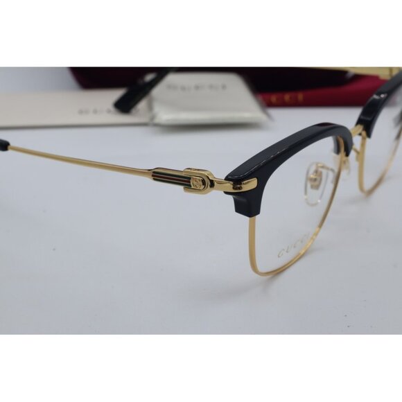 Gucci GG 1606OK 002 Rectangle Black/Gold Eyeglasses Clear Lenses 52mm - Picture 6 of 8